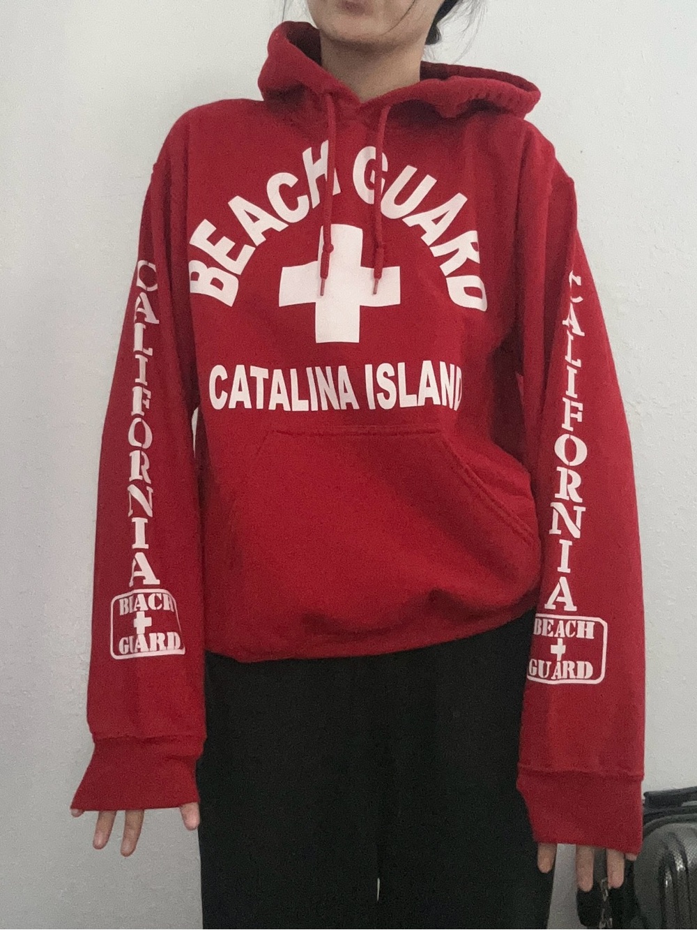 Beach Guard Catalina Island red hoodie